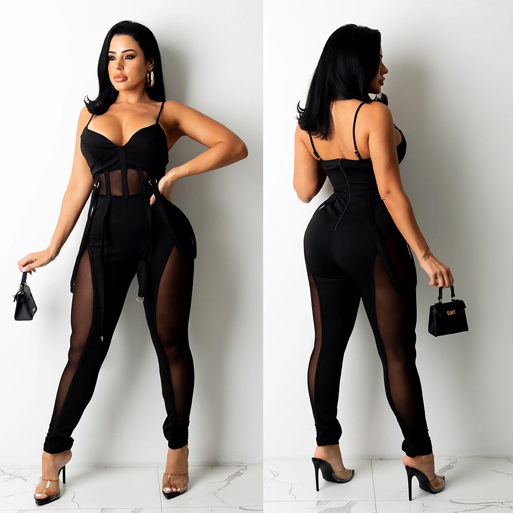 Chic und Stil Women's Mesh Panel Jumpsuit