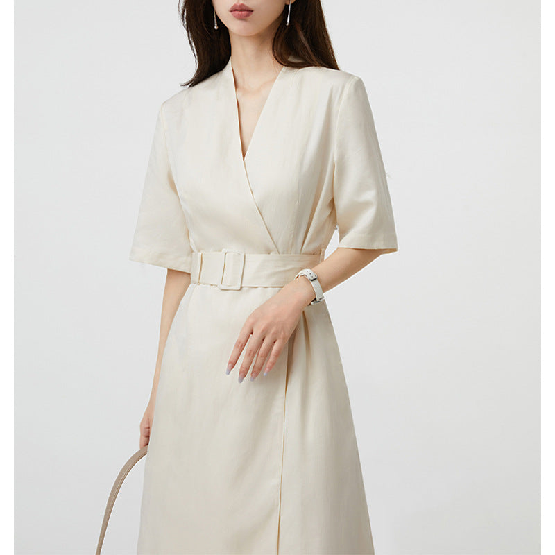 Robe midi élégante enveloppante pour femmes avec ceinture ajustable Chic und Stil