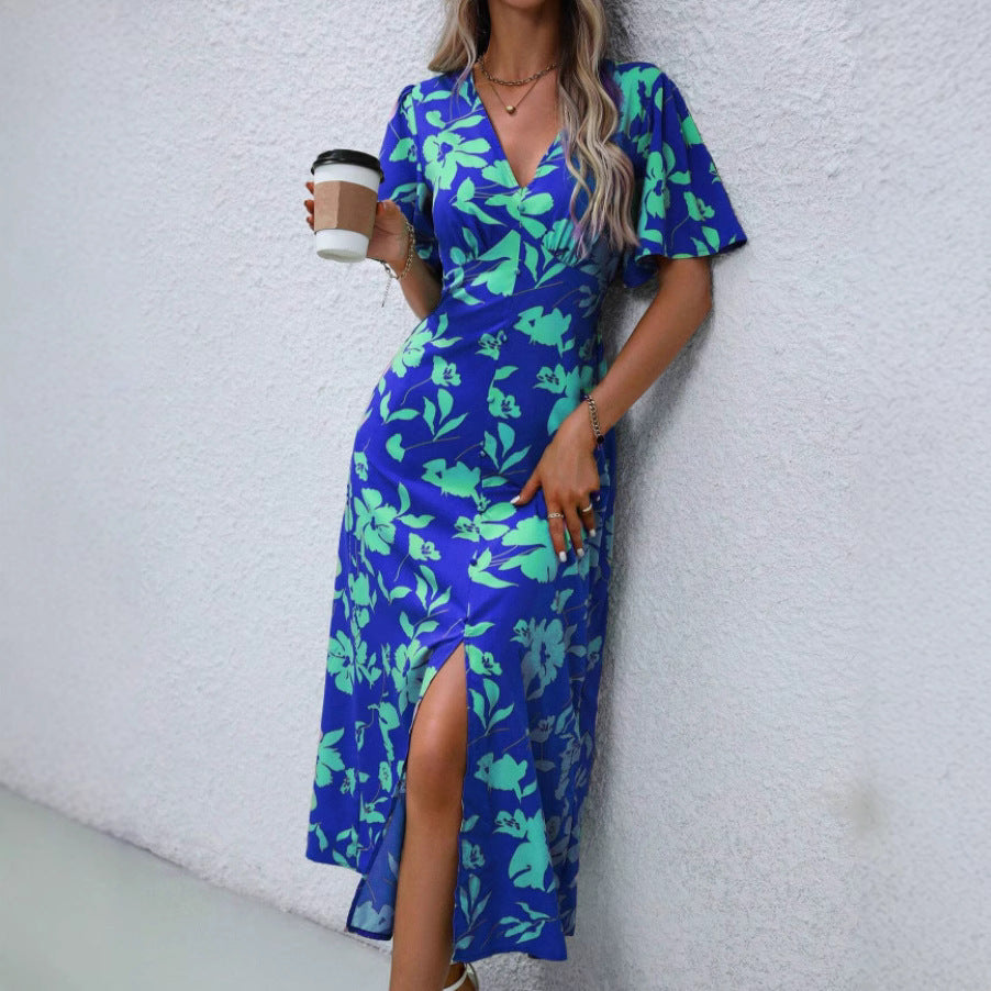 Robe maxi à motifs floraux pour femmes Chic und Stil