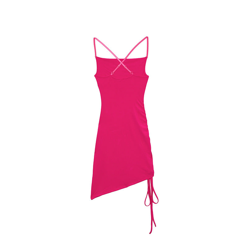 Robe mini asymétrique froncée pour femmes Chic und Stil