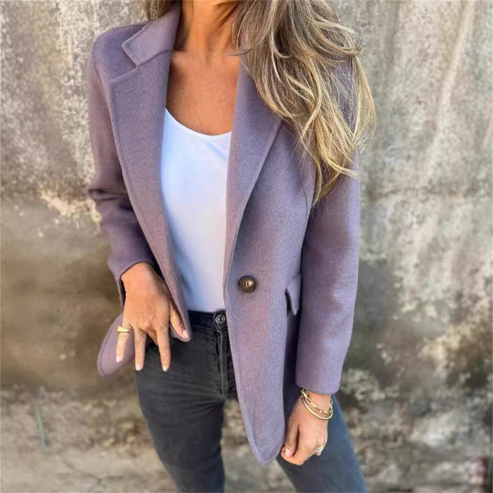 Dames Blazer élégant en tissu polaire chaud avec poches pratiques Chic und Stil
