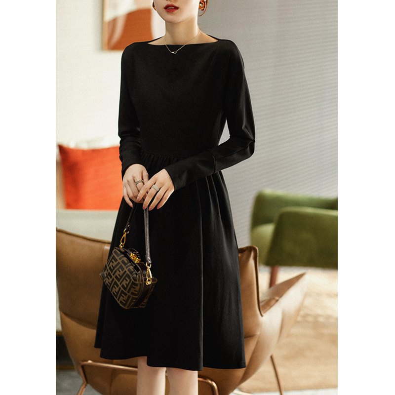 Robe midi A-line pour femme avec manches longues Chic und Stil