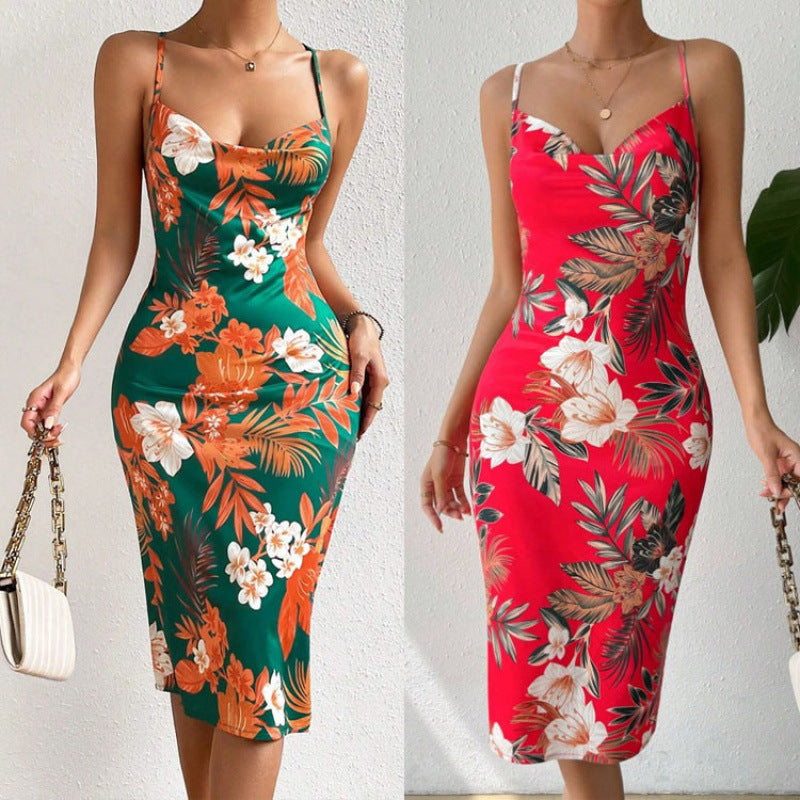 Robe midi bodycon florale pour dames Chic und Stil