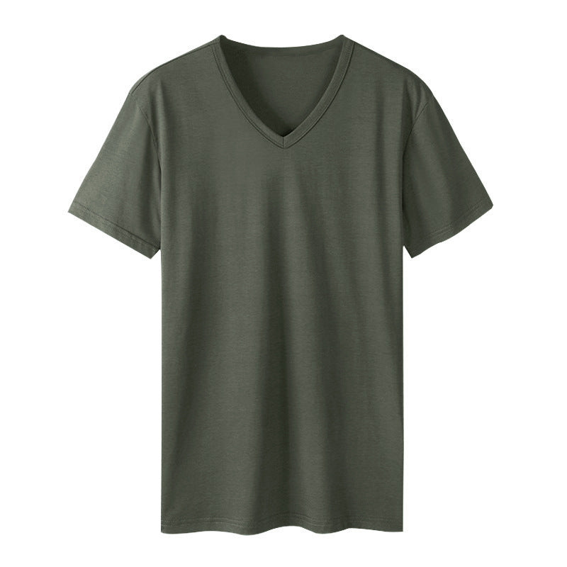 T-shirt femme à col en V en mélange de coton de haute qualité Chic und Stil