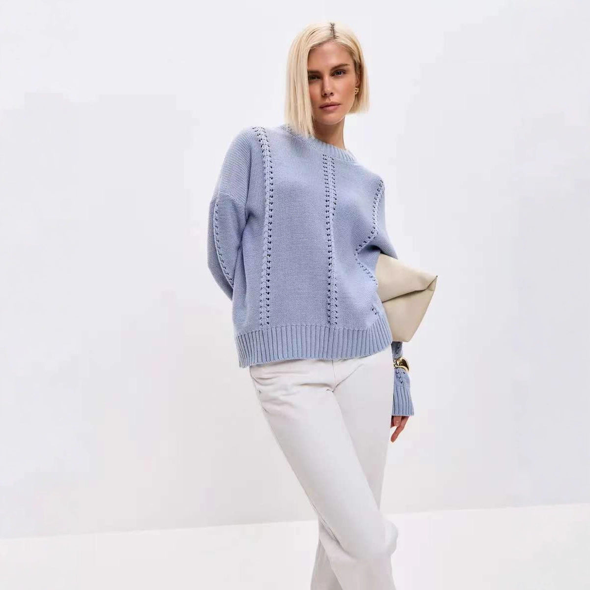 Pull en maille épaisse pour femmes avec une structure élégante et une coupe ample Chic und Stil