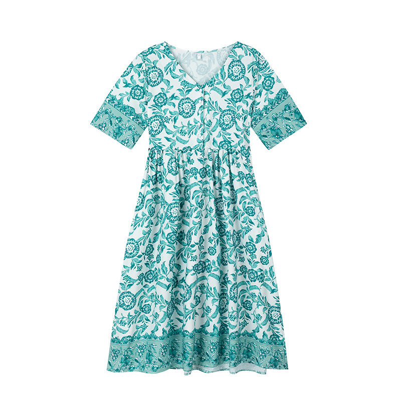 Robe midi chic et stylée à motifs floraux pour femmes