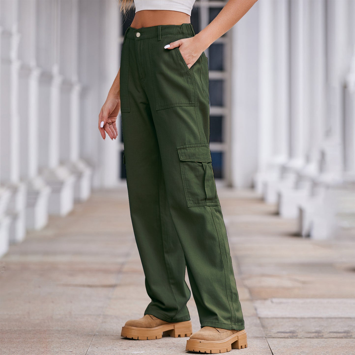 Chic and Stylish High Waisted Women's Cargo Pants