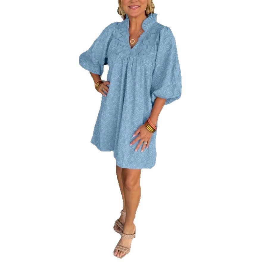 Robe mini brodée bohémienne pour femmes Chic und Stil