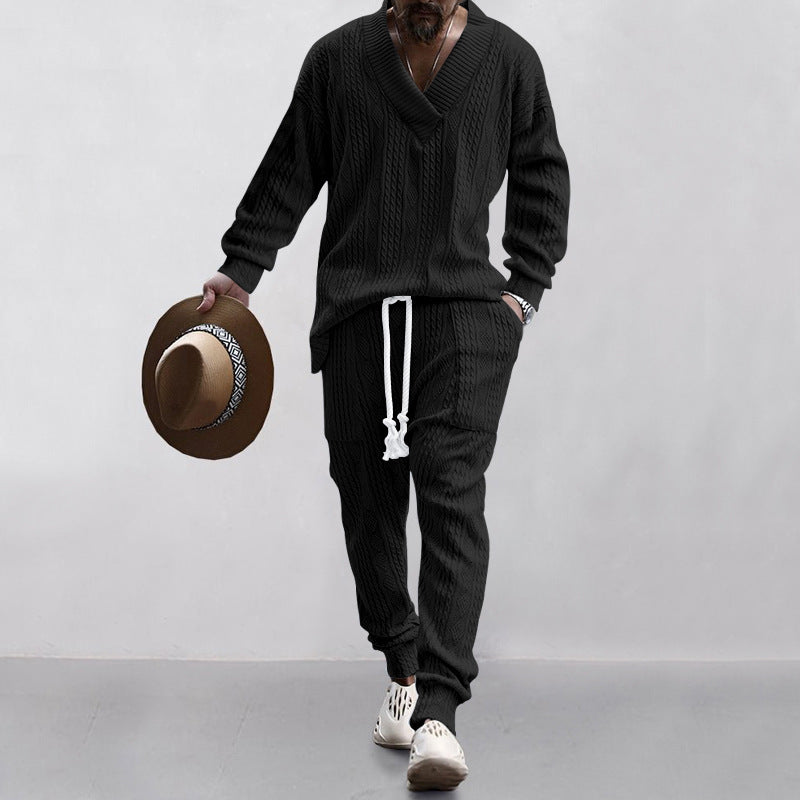 Costume en tricot décontracté pour hommes avec des structures en rib modernes Chic und Stil