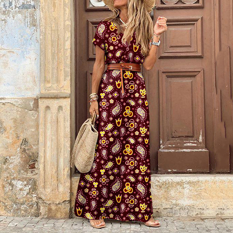 Robe maxi fleur pour femmes avec fente latérale haute Chic und Stil