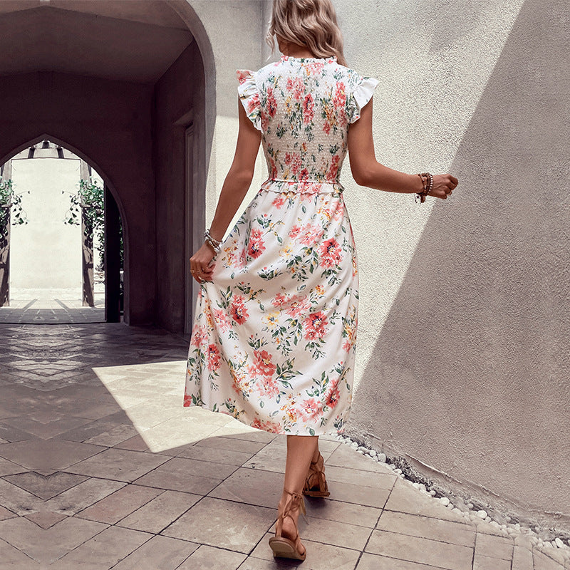 Robe maxi fendue imprimé floral pour femme Chic und Stil