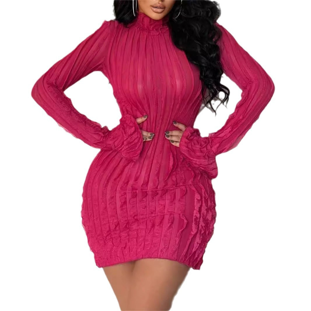Robe à manches longues et col montant ajustée pour femme Chic und Stil