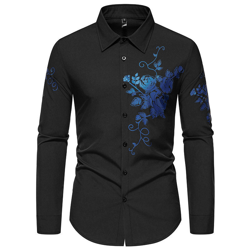 Chemise à manches longues pour hommes avec broderies florales Chic und Stil