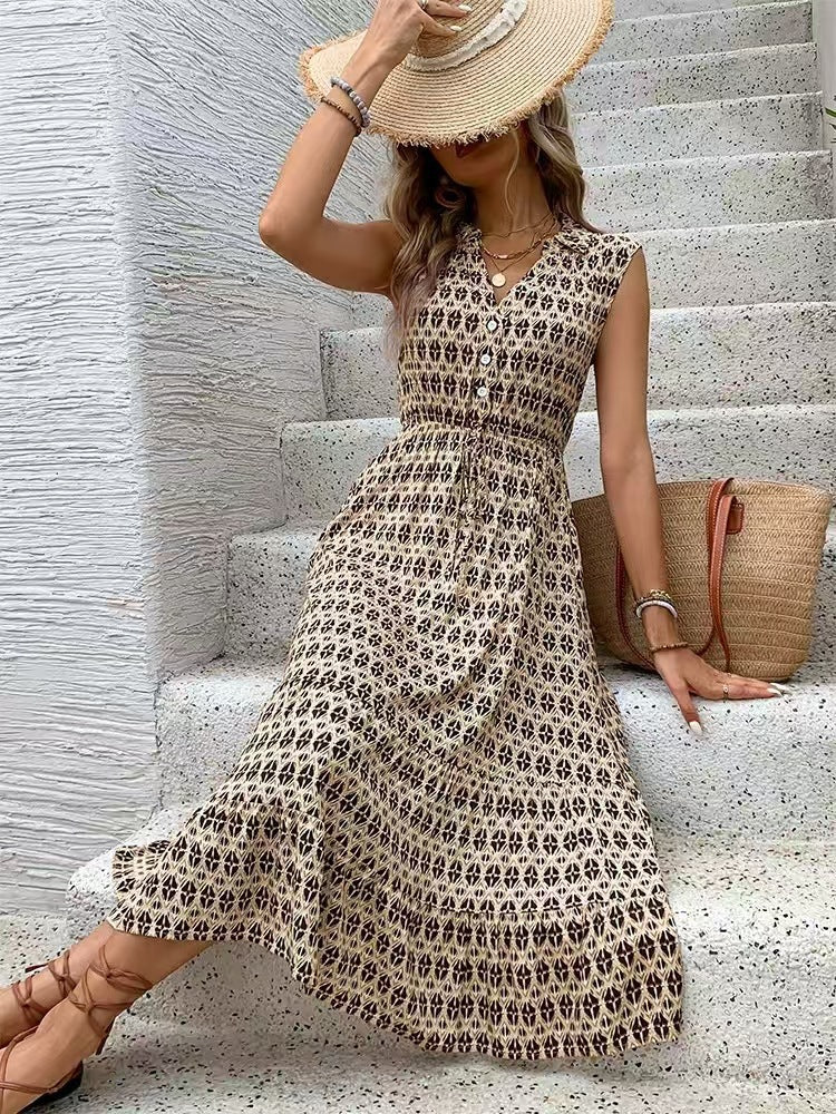 Robe midi pour femmes avec détails de boutons et ceinture élastique Chic und Stil