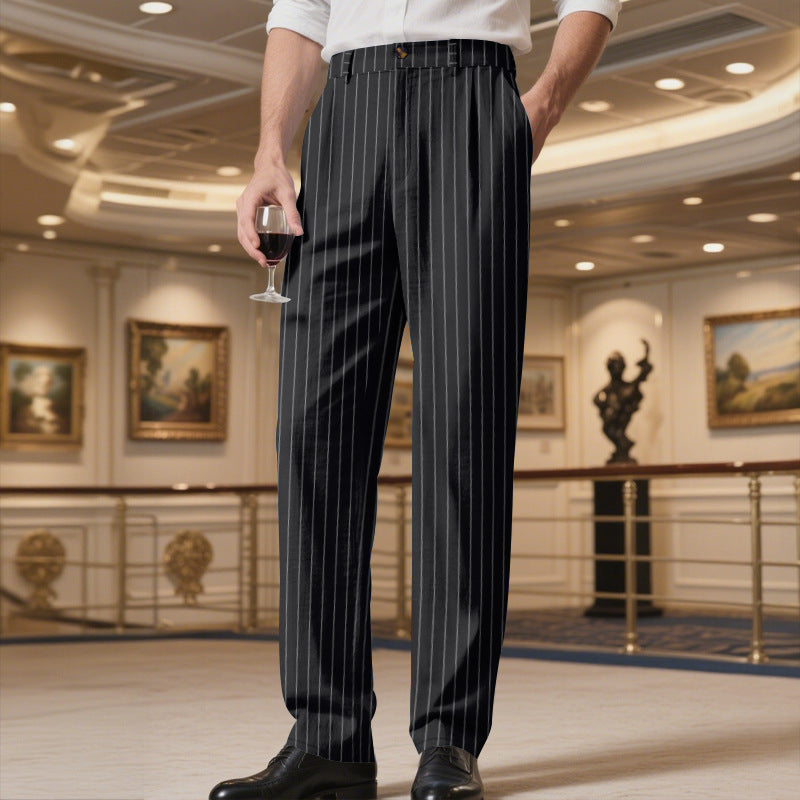 Pantalon de costume élégant pour hommes avec un fin motif à fines rayures et un grand confort de port Chic und Stil
