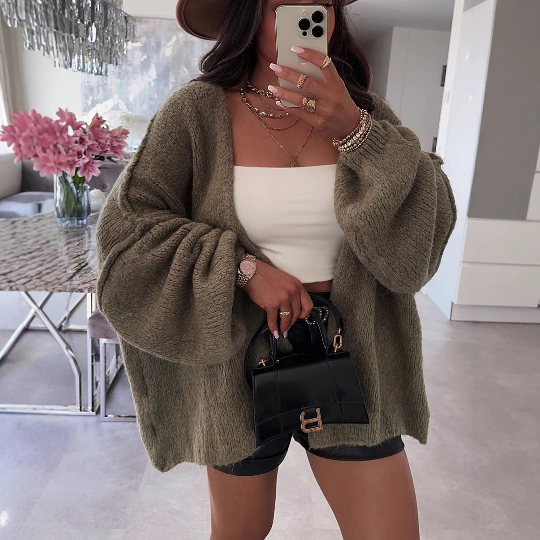 Cardigan tricot décontracté pour femmes avec des manches volumineuses et un matériau doux Chic und Stil