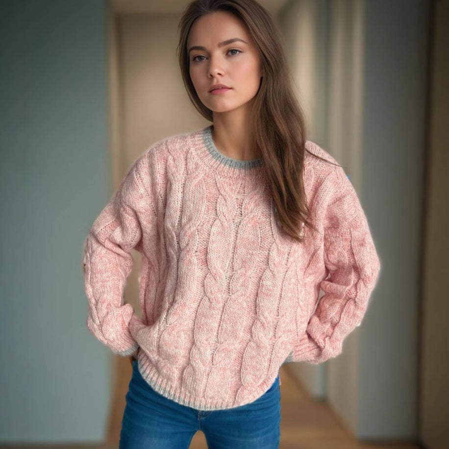 Pull en grosse maille pour femme avec un design de tresse moderne et une coupe décontractée Chic und Stil