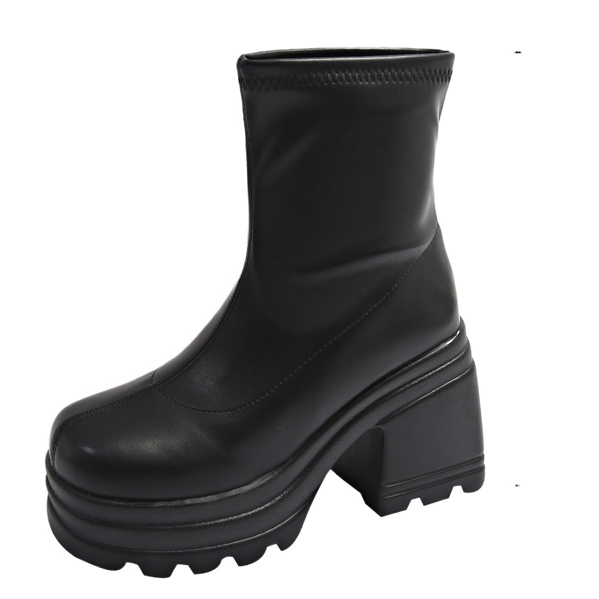 Bottes à tige haute tendance pour femmes avec un large talon bloc Chic und Stil