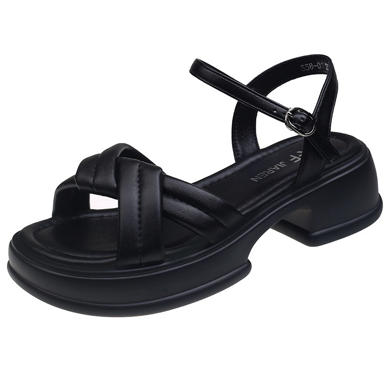 Sandales pour femmes avec des bretelles croisées élégantes et un talon bloc confortable Chic und Stil