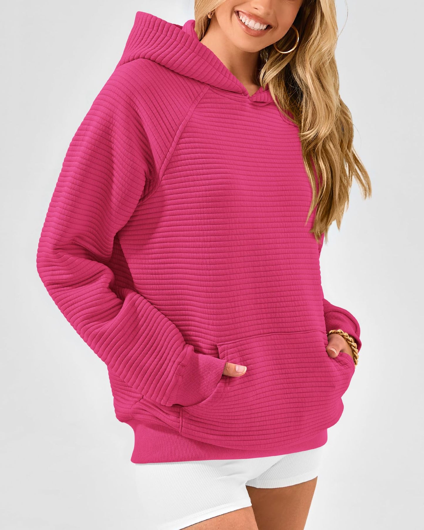 Pull en nid d'abeille douillet pour femmes avec capuche et poche kangourou Chic und Stil