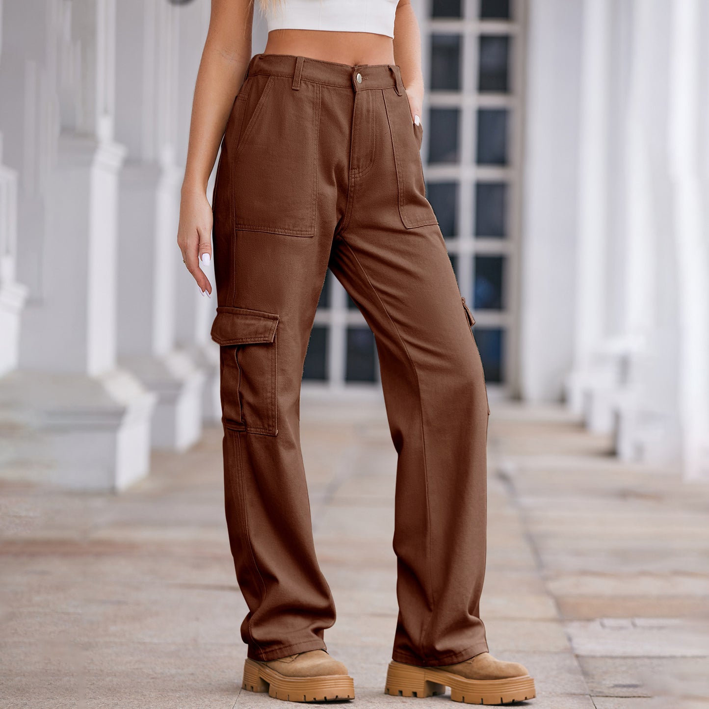 Chic and Stylish High Waisted Women's Cargo Pants