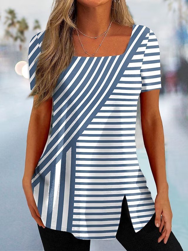 Tunique femme avec un motif de rayures diagonales moderne et des détails d'ouverture élégants Chic und Stil