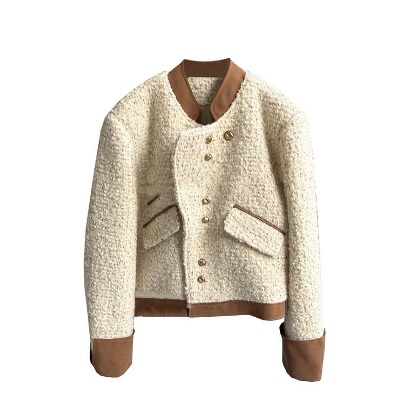 Veste cropped texturée pour femmes avec détail en cuir élégant Chic und Stil