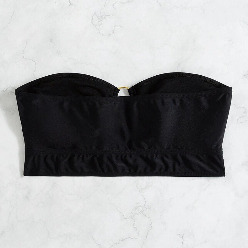 Bikini-top bustier pour femmes avec fronces et accents dorés Chic und Stil