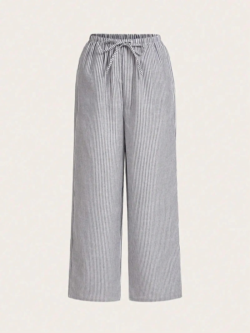 Pantalons larges pour femmes à rayures avec ceinture élastiquée confortable Chic und Stil