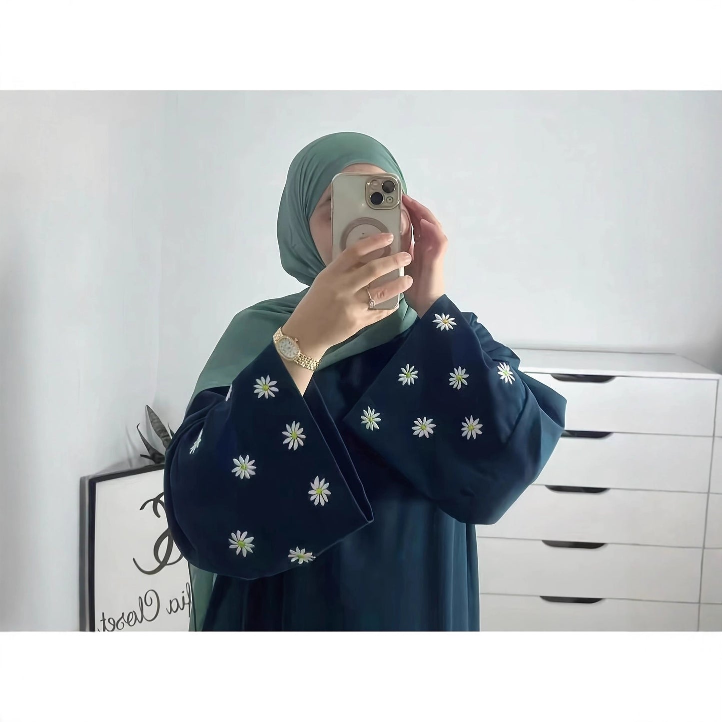 Robe tunique élégante pour femmes avec motif floral brodé Chic und Stil