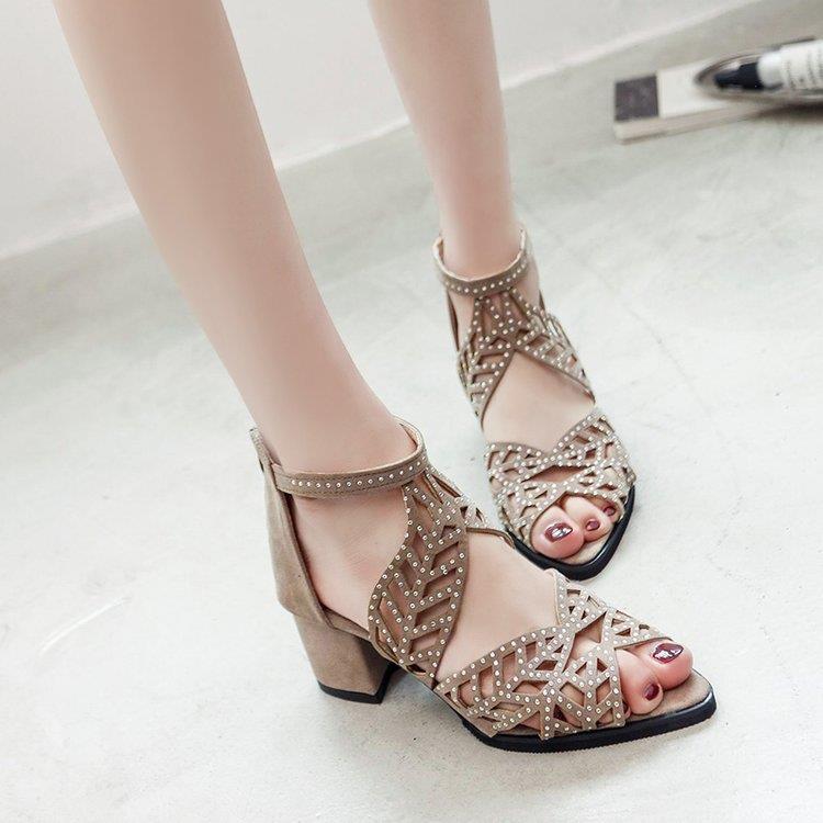 Sandales pour femmes en strass glamour avec talon block Chic und Stil