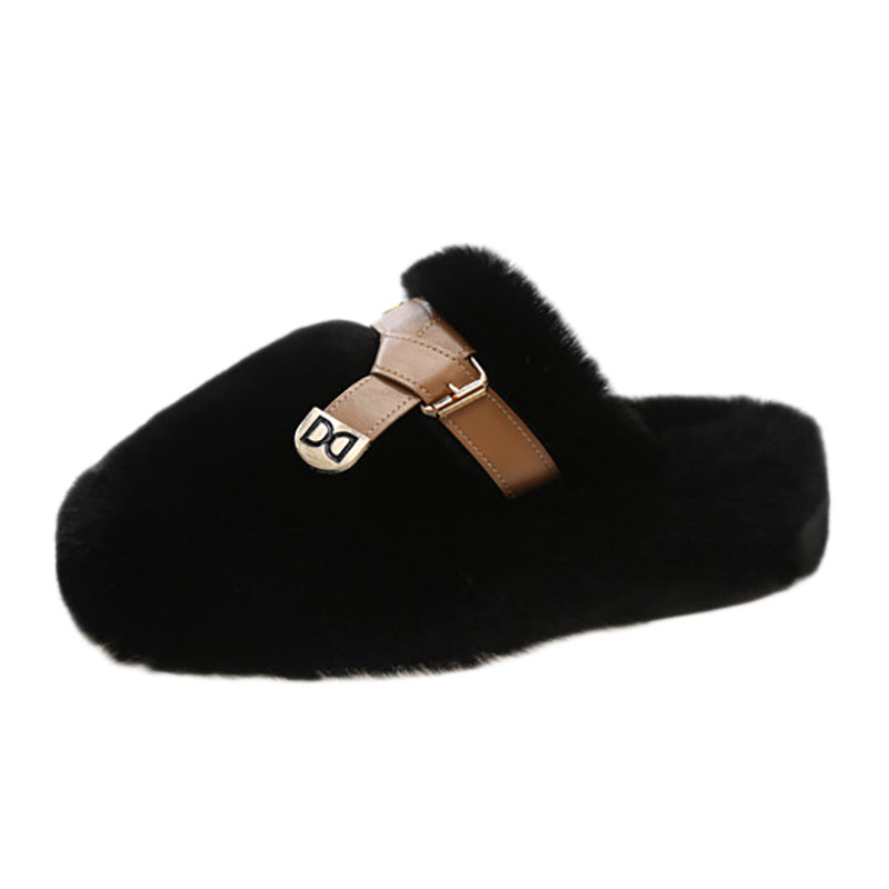 Chaussons en peluche pour femmes avec boucle élégante Chic und Stil