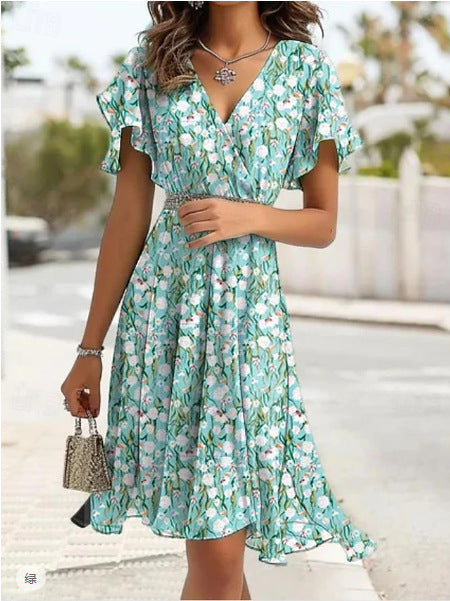 Robe portefeuille à volants fluides pour femmes Chic und Stil
