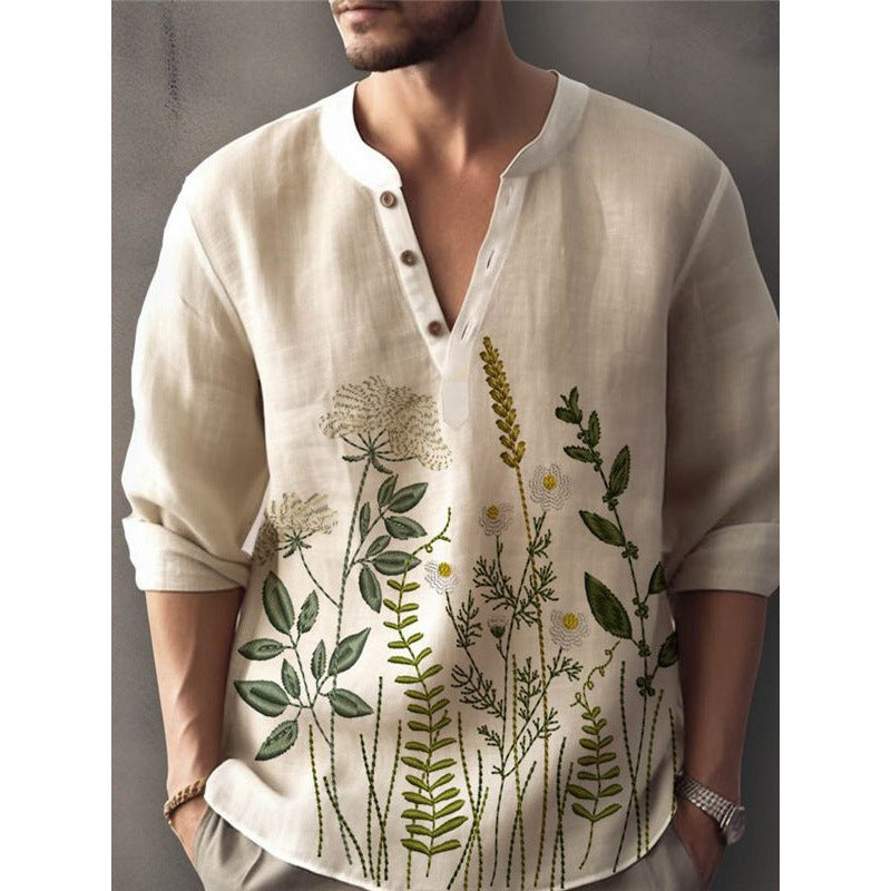 Chemise élégante pour hommes brodée de fleurs Chic und Stil