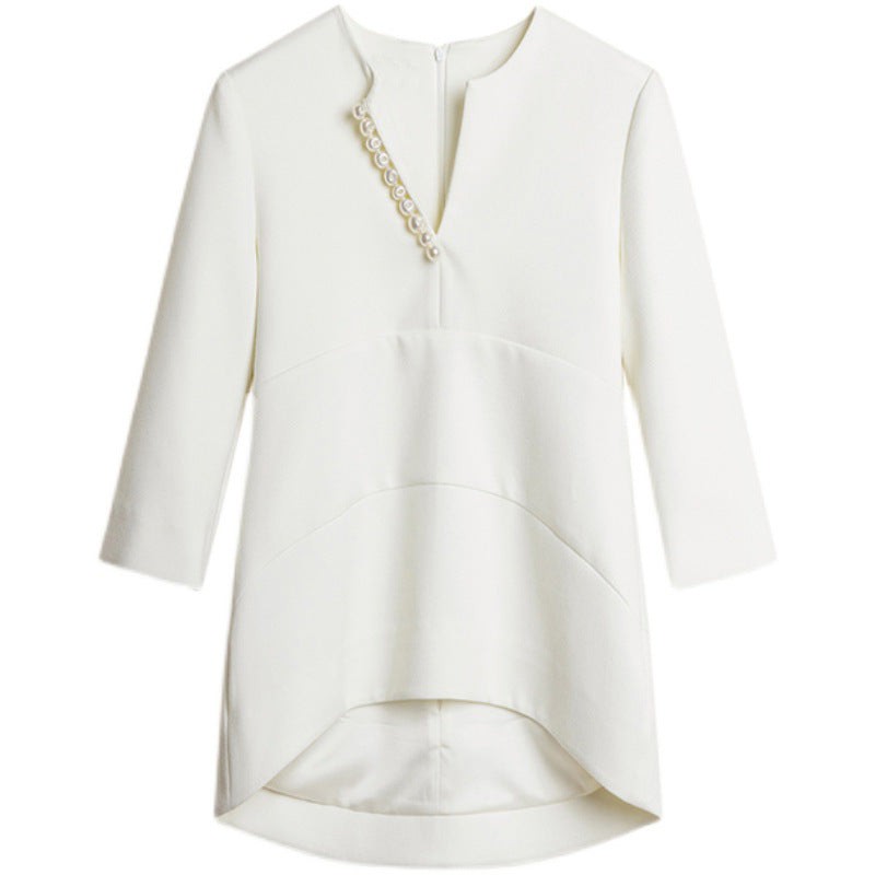 Blouse texturée élégante pour femmes avec détail de bouton décoratif Chic und Stil