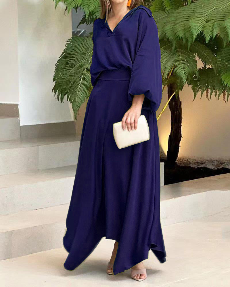 Robe maxi élégante pour dames avec coupe fluide et décolleté en V de haute qualité Chic und Stil