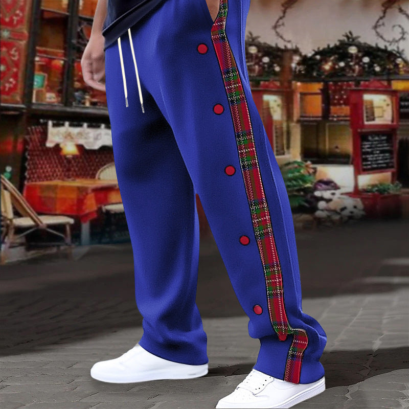 Pantalon de loisir sportif pour hommes avec boutons latéraux et motif à carreaux Chic und Stil