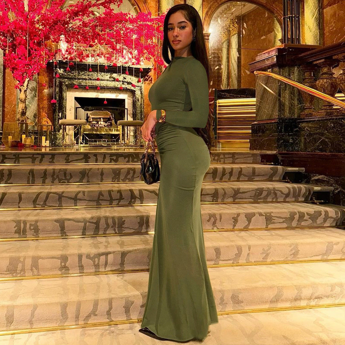 Robe maxi élégante à manches longues Chic und Stil