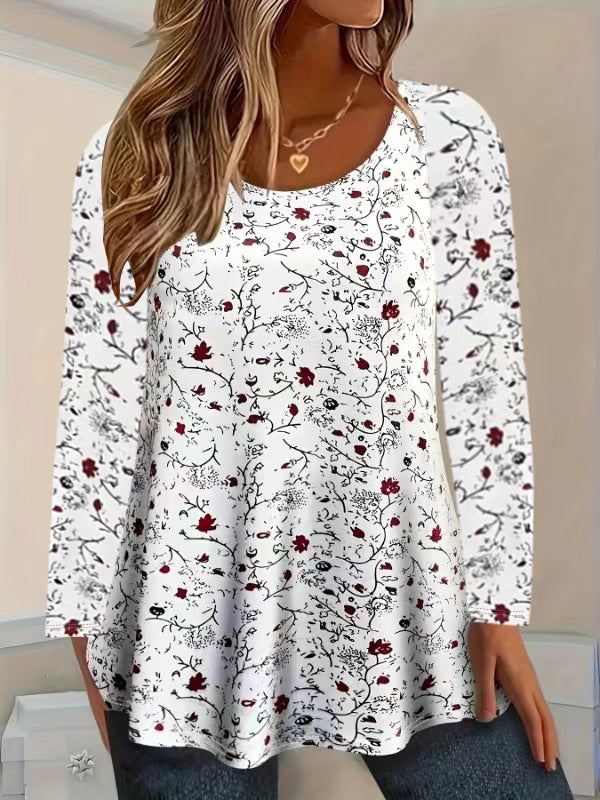 T-shirt à manches longues pour femmes avec motif floral et coupe en A Chic und Stil