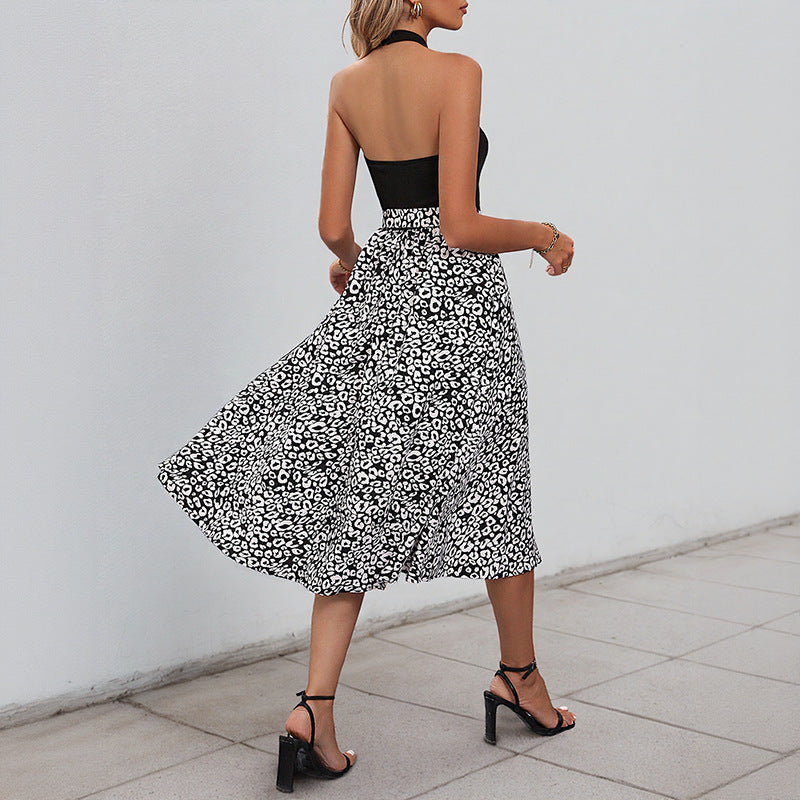 Robe midi à dos nu pour femmes avec jupe fluide en A Chic und Stil