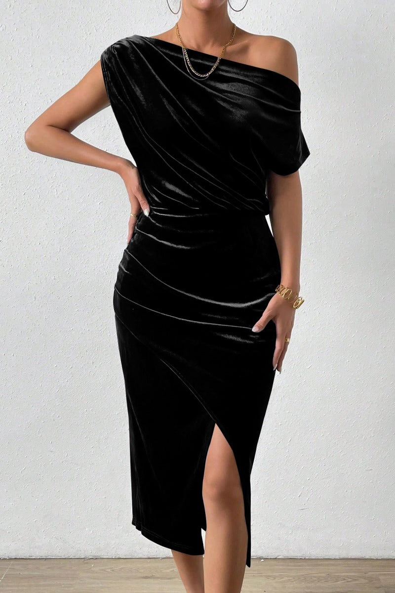 Robe enveloppante élégante pour femmes avec décolleté asymétrique et fente latérale Chic und Stil