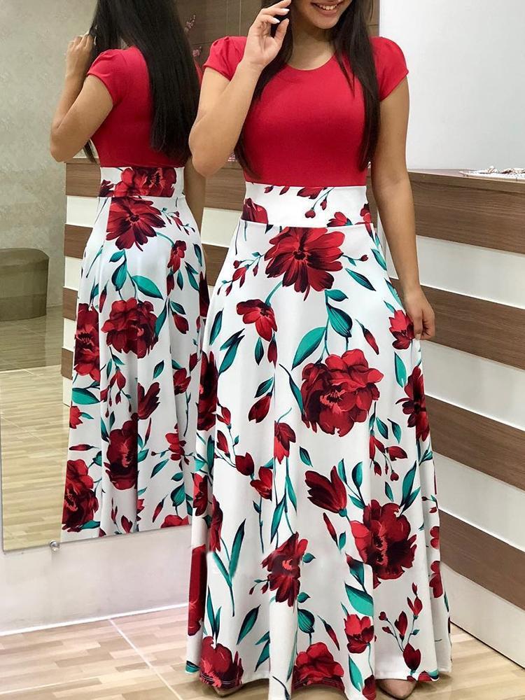 Robe maxi florale pour femmes avec haut cintré Chic und Stil