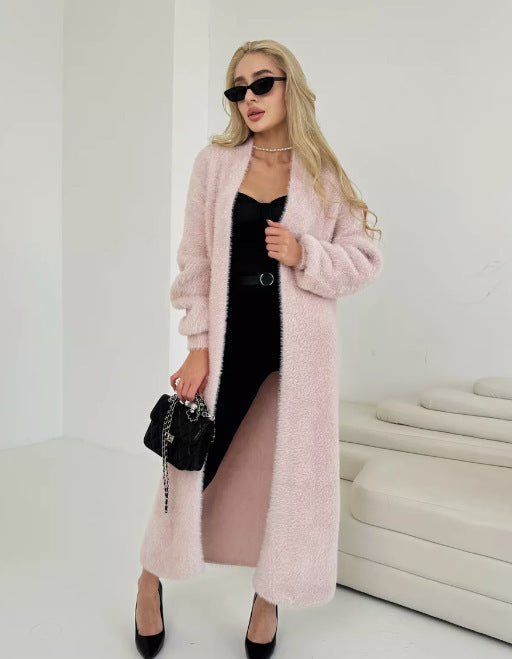 Dames Grosse Maille Cardigan Long Chic und Stil