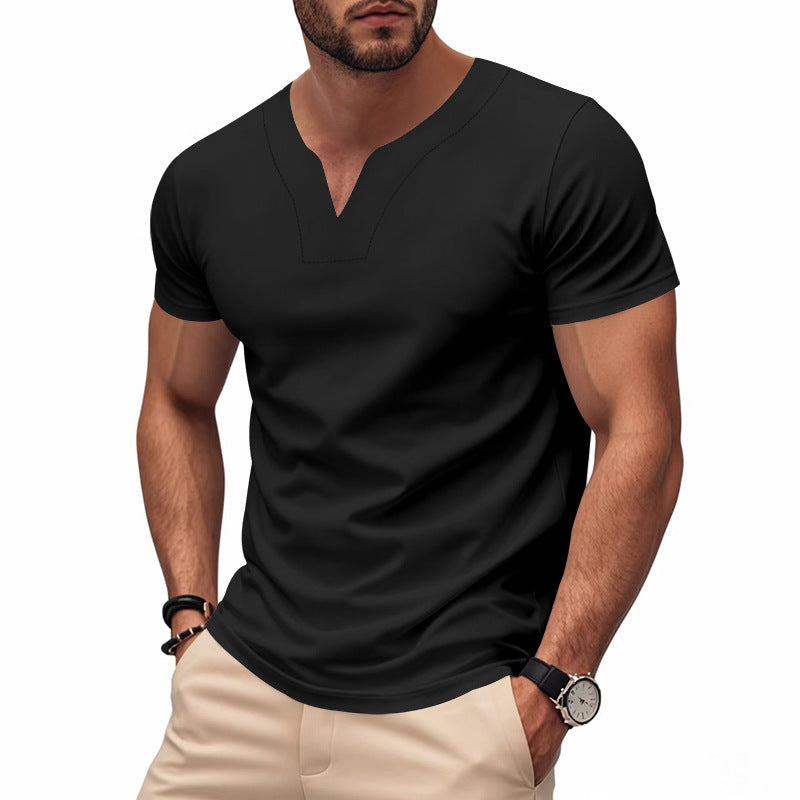Homme t-shirt moderne à col en V en matériau respirant Chic und Stil
