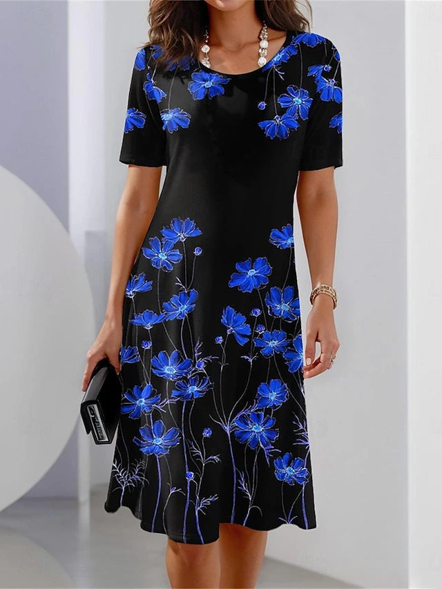 Robe midi femme avec un élégant motif floral et une silhouette décontractée Chic und Stil