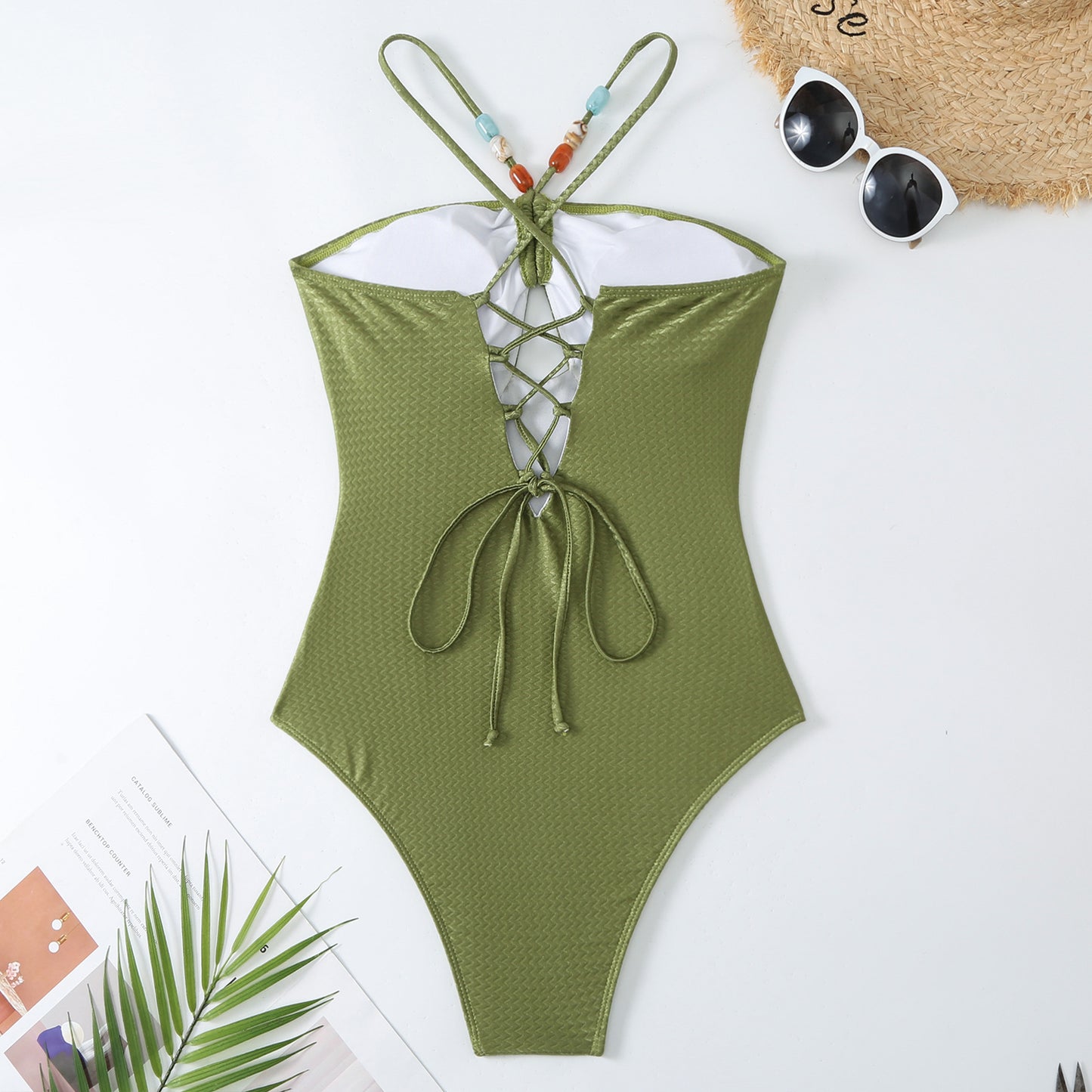 Maillot de bain une pièce pour femmes avec des accents en perles décoratives et une élégante jupe maxi Chic und Stil