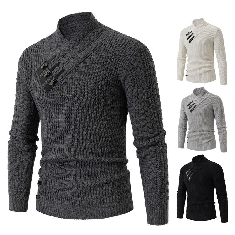 Pull en tricot pour hommes avec col asymétrique et zipper décoratif Chic und Stil