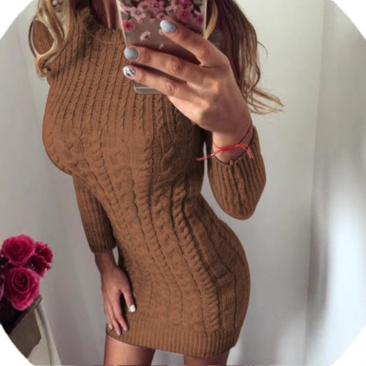 Robe en tricot pour femmes avec motif torsadé romantique et coupe ajustée Chic und Stil