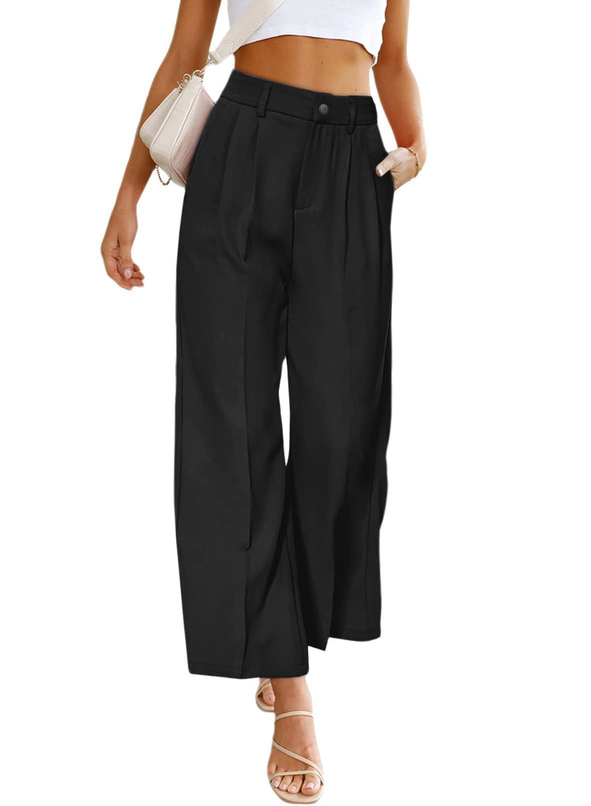 Pantalon taille haute ample pour femme avec plis Chic und Stil