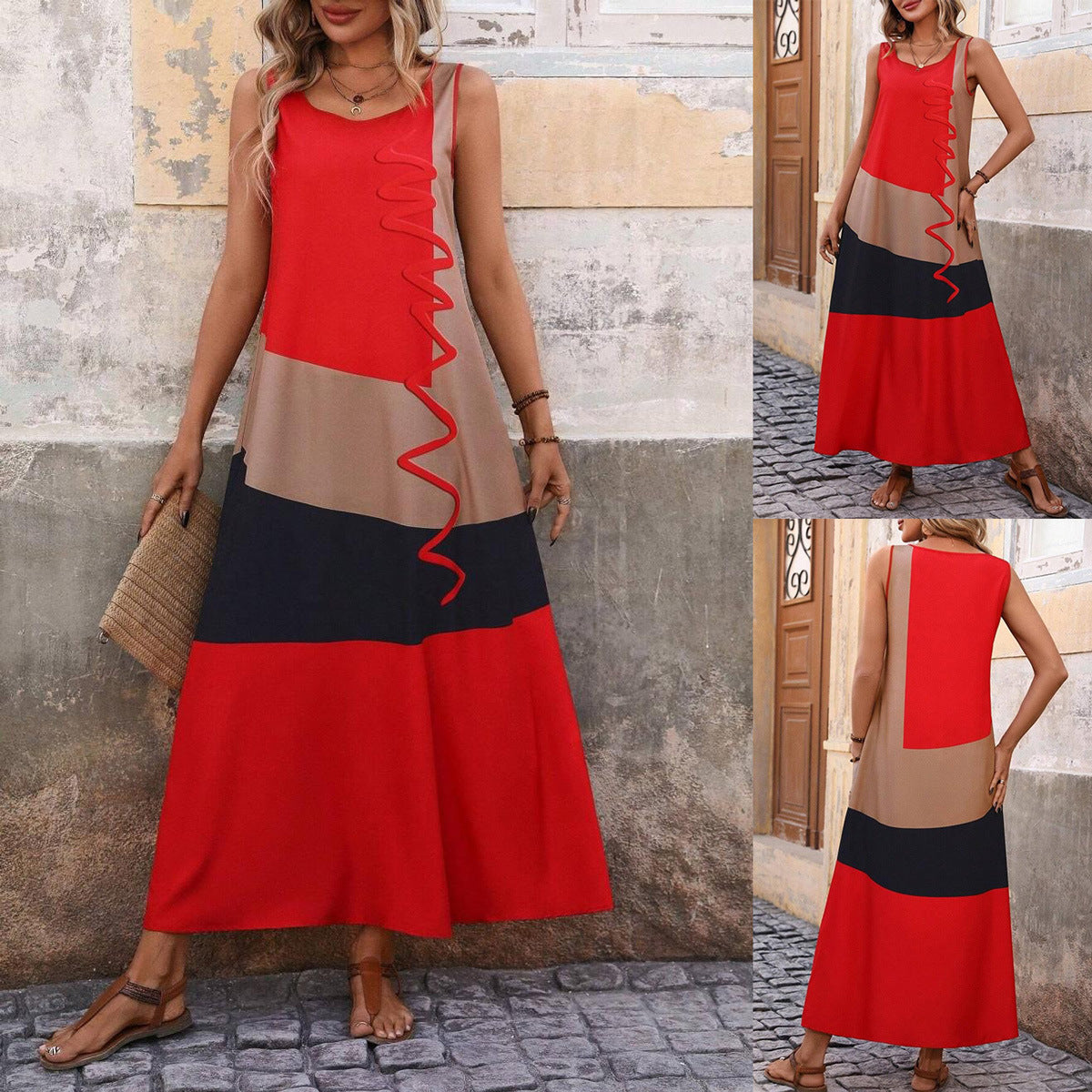 Robe maxi color block de loisirs pour femmes Chic und Stil